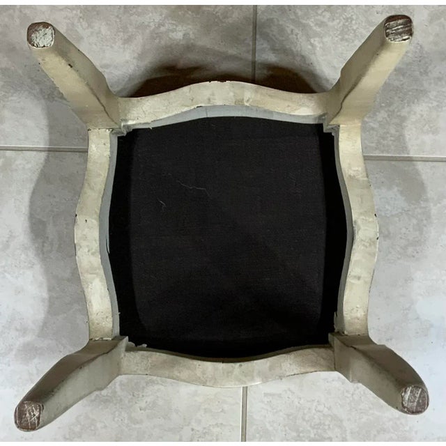 Wood Vintage Gray and Gold Painted Wood Stool For Sale - Image 7 of 11