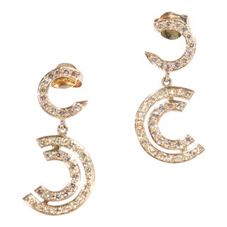 White Diamond Incomplete Circle Earrings 18k Gold - 2 Pieces For Sale