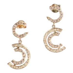 White Diamond Incomplete Circle Earrings 18k Gold - 2 Pieces
