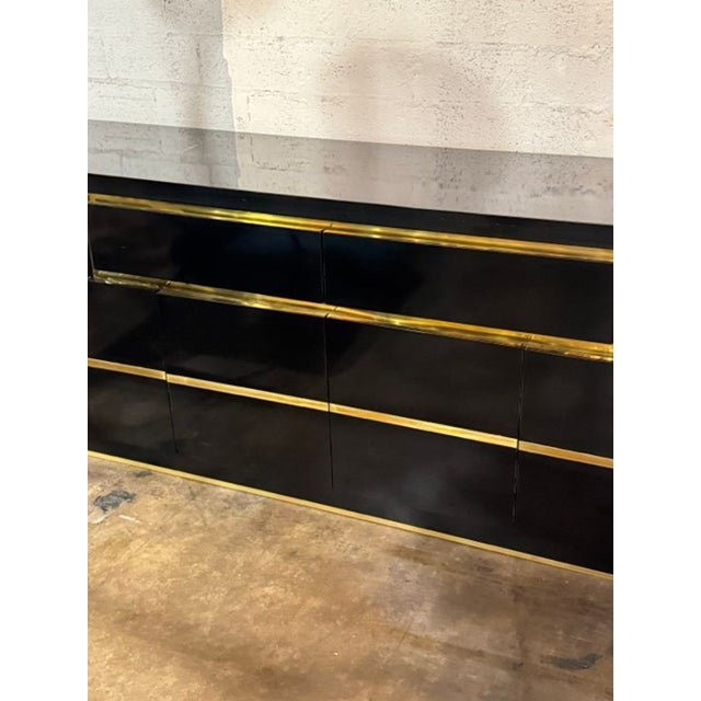 Jean Claude Mahey Design Black Laquer and Brass Sideboard For Sale - Image 4 of 8