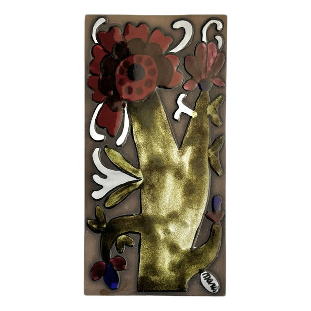 Wall Plaque Cardus in Earthenware by Mari Simmulson for Upsala-Ekeby, Sweden, 1960s For Sale