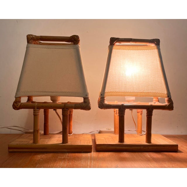 Bamboo Table Lamps, 1950s, Set of 2 For Sale - Image 4 of 9