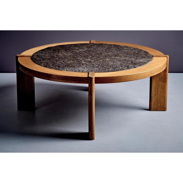 Wood Brutalist Coffee Table with Slate Top, 1960s For Sale - Image 7 of 10
