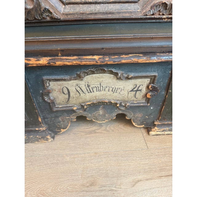 European Large Antique Painted Dowry ,Trunk ,From 1794, Made From Two Pieces , Open Top For Sale - Image 9 of 12