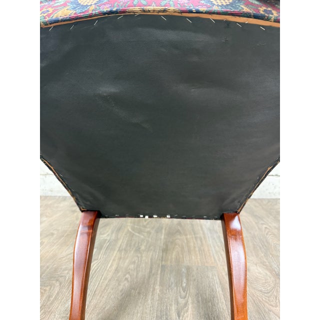 Vintage Queen Anne Style Gooseneck Arm Mahogany Library Chair For Sale - Image 13 of 13