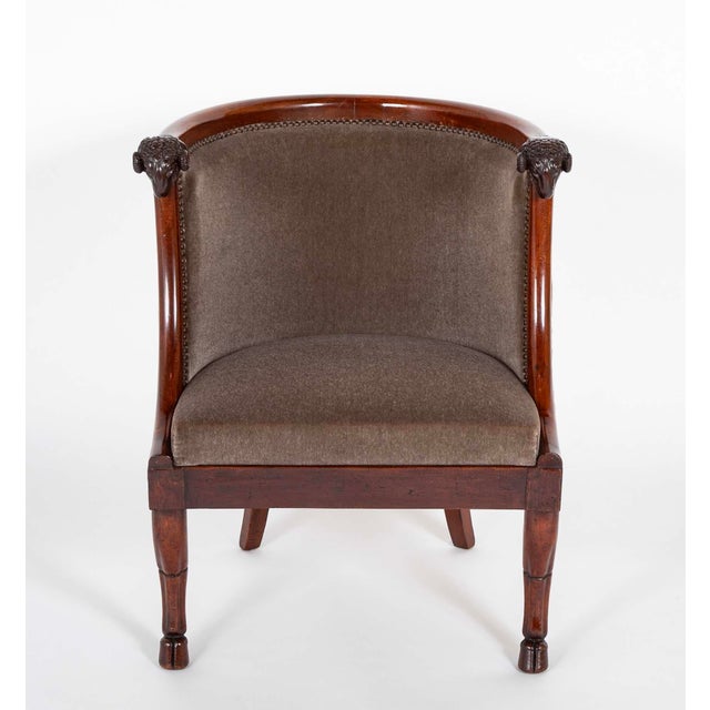 Early 19th Century Pair of French Mahogany Armchairs With Rams Heads Attributed to Jacob Desmalter For Sale In New York - Image 6 of 13