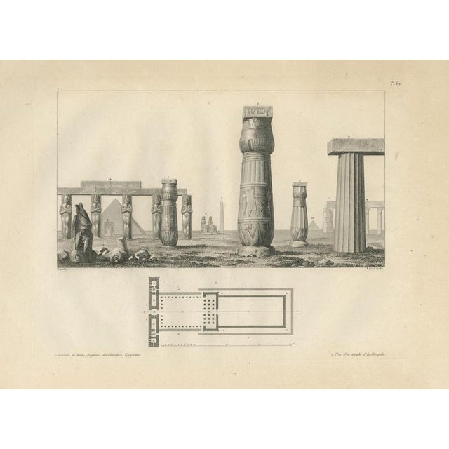 Paper Dominique Baron Vivant Denon, Egypt Temple Ruins with Architectural Plan, 1802, Engraving on Paper For Sale - Image 7 of 9