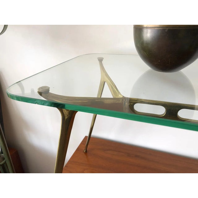 Mid-Century Modern Cesare Lacca Glass Top Brass Cocktail Table For Sale - Image 3 of 11