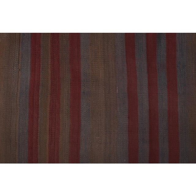 Chocolate 1960s Vintage Striped Gray Wool Kilim - Stair Tread For Sale - Image 8 of 13