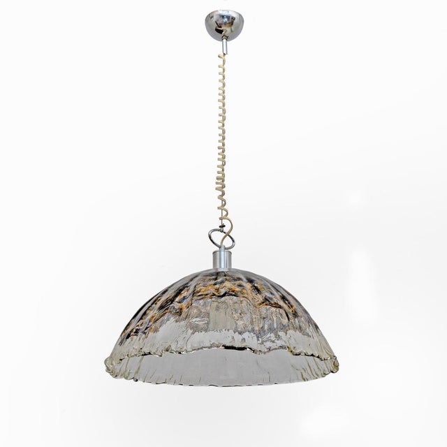 Blue Mid-Century Modern Italian Murano Glass Pendant attributed to AV Mazzega, 1970s For Sale - Image 8 of 8