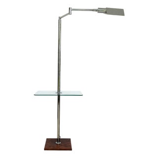 Chrome Floor Lamp with Glass Shelf from Koch & Lowy, 1970s For Sale