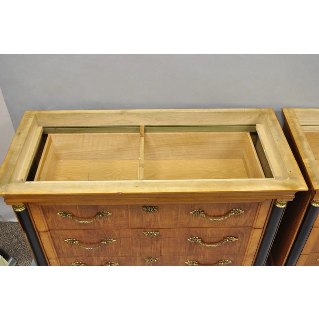 Late 20th Century Thomasville Grand Classics Empire Biedermeier Maple Bachelor Chest Dresser, Pair For Sale - Image 17 of 18