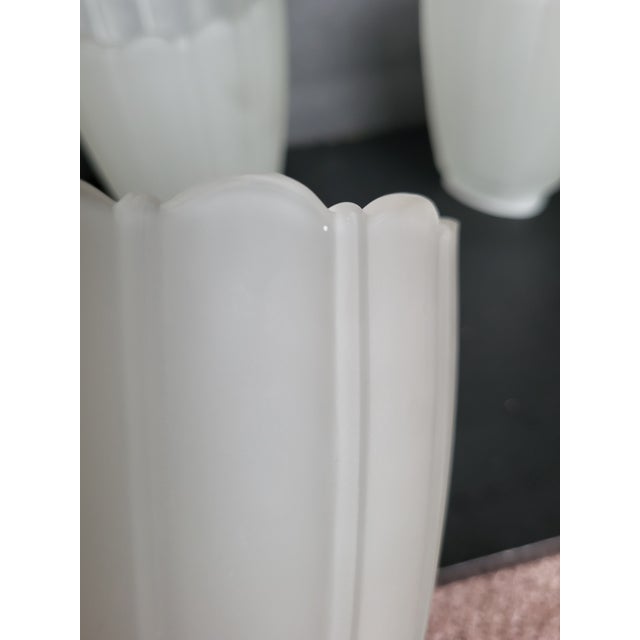 Vintage Ribbed Glass Lamp Shade Frosted Finish Globe Ceiling Fan Light For Sale - Image 12 of 12