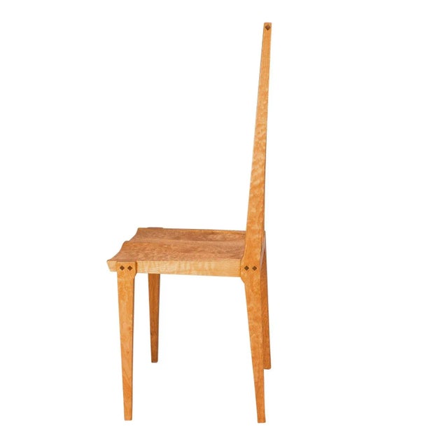 An American Craftsman inlaid side chair, circa 1980. Seat height 18".