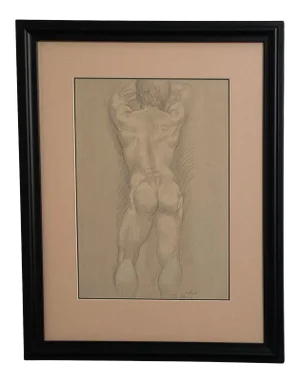 Vintage Academic Sketch of a Male Nude