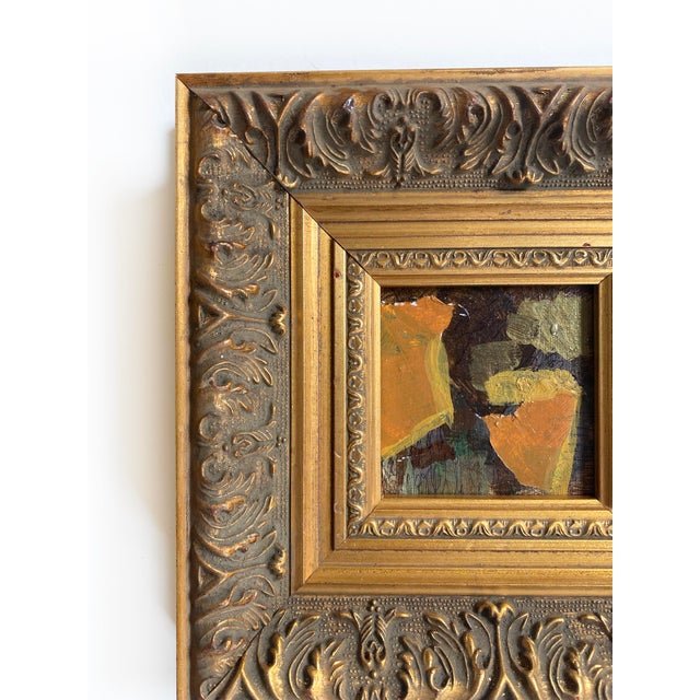 Abstract "Separating Bodies" Mini Painting With Vintage Frame by Jessalin Beutler For Sale - Image 3 of 3