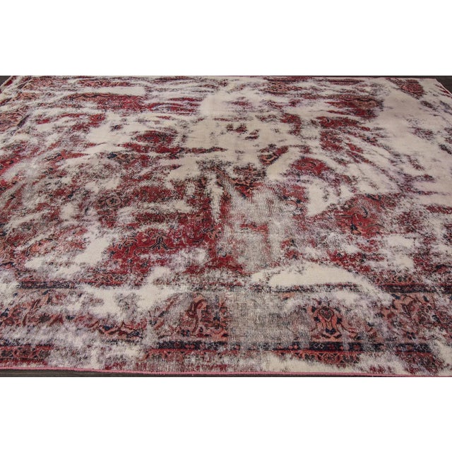 Vintage Distressed100% Wool Rug For Sale In New York - Image 6 of 8