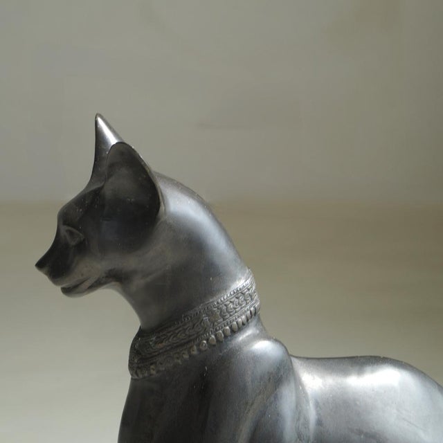 Large Vintage Egyptian Revival Cat Sculpture, 1970s For Sale - Image 15 of 18