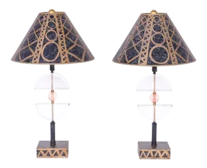 Late 20th Century Post Modern Lucite Table Lamps - a Pair