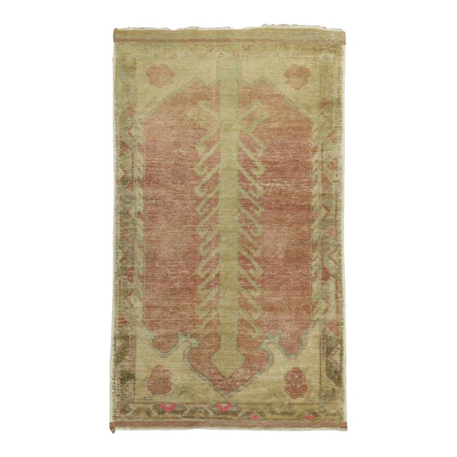 Late 20th Century Light Pink Turkish Prayer Niche Throw Rug - 2'4" x 4' For Sale