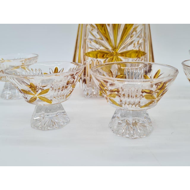 German Lead Crystal Decanter with Glasses, 1960s, Set of 6 For Sale - Image 9 of 11