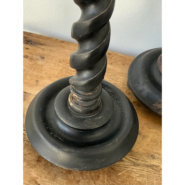 Late 20th Century Vintage Boho Monumental Distressed Barley Twist Candlesticks - Set of 3 For Sale - Image 5 of 11