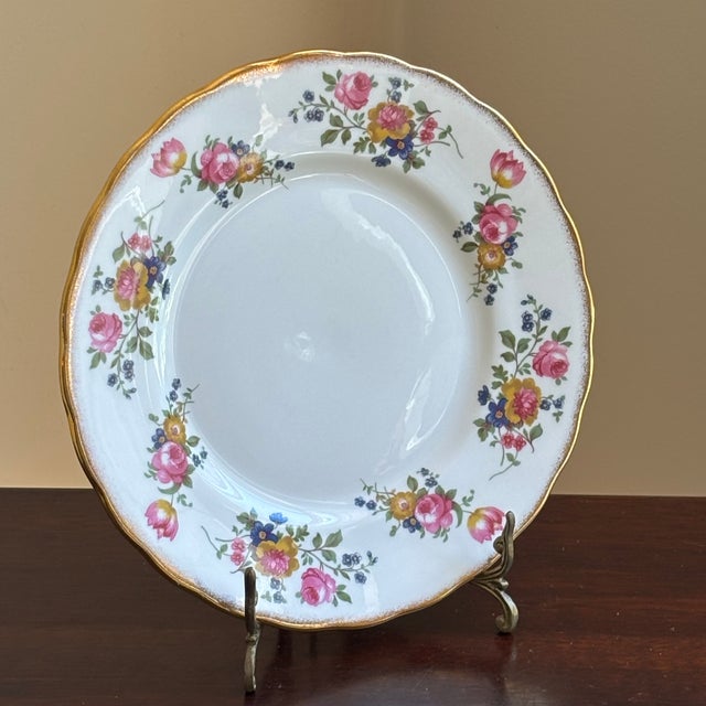 Ceramic Vintage English Bone China Decorative Dessert Plate For Sale - Image 7 of 13