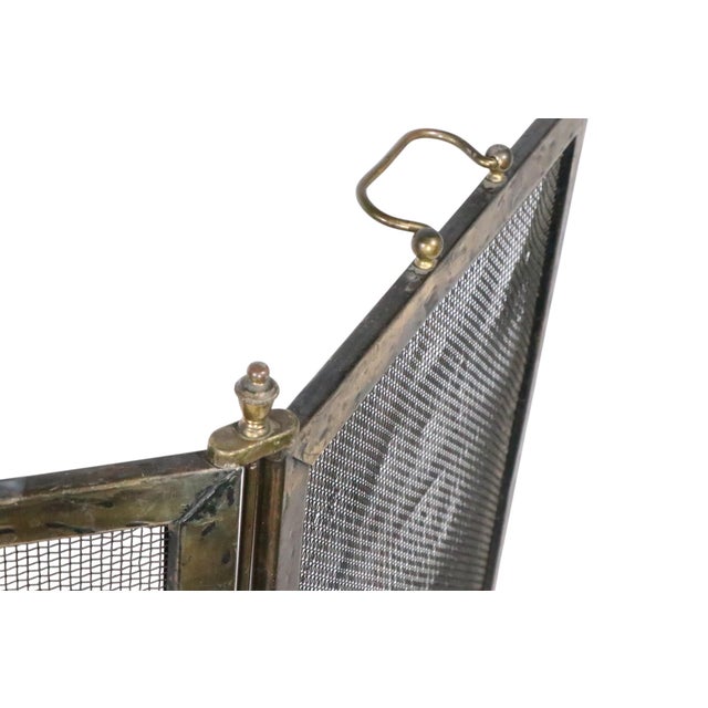 Metal Vintage Arts and Crafts Three Fold Fireplace Screen Spark Guard For Sale - Image 7 of 13