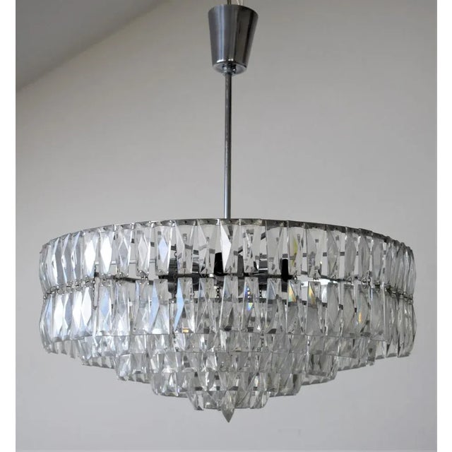 Silver Ceiling Lamp in Crystal Glass, 1960s For Sale - Image 8 of 8