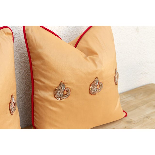 Traditional Pair of Ojas Zardozi Pillows For Sale - Image 3 of 7