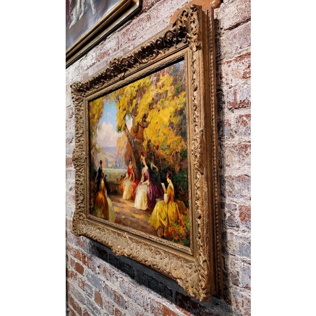 Joseph Tomanek-19th Century Elegant Women Having an Outdoor Party-Oil Painting For Sale - Image 9 of 12