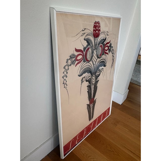 Paper Swedish Folk Art Framed “Leksand” Print 1954 Reproduction For Sale - Image 7 of 12