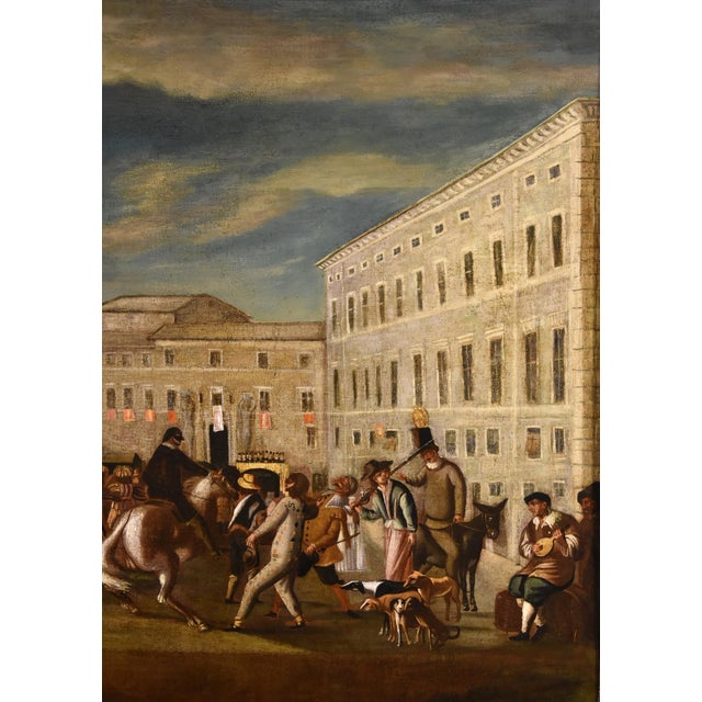 17th Century Workshop of Michelangelo Cerquozzi, Carnival Rome Piazza Colonna, 1640, Oil on Canvas For Sale - Image 5 of 18