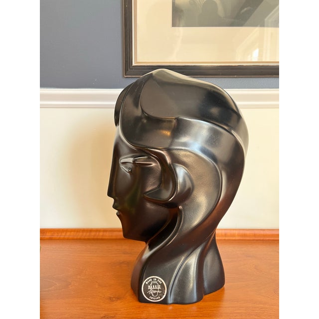Post Modern Art Deco Black Bust Harris Potteries For Sale - Image 10 of 10