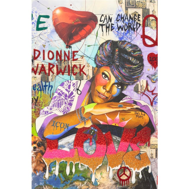 Paint Marcus Glenn One Heart Can Change the World Signed Dionne Warwick Giclee Canvas For Sale - Image 7 of 8