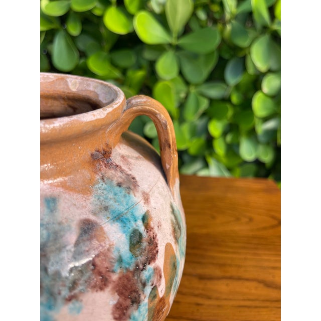Vintage Drip Glaze Terracotta Cachepot / Amphora Vessel, 8” For Sale - Image 11 of 12