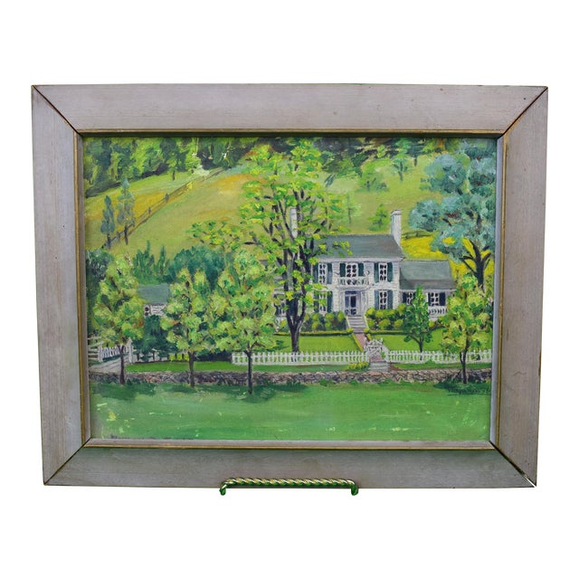 Mid 20th Century Douglas & Mary Fairbanks Jr. Boxwood Farm Virginia Estate Original Painting, Framed For Sale