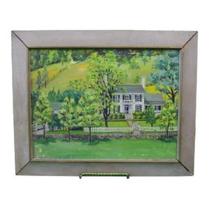 Mid 20th Century Douglas & Mary Fairbanks Jr. Boxwood Farm Virginia Estate Original Painting, Framed