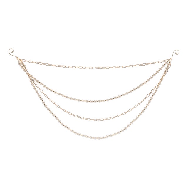 Pearl Bead and Chain Link Garland (Set of 2) For Sale