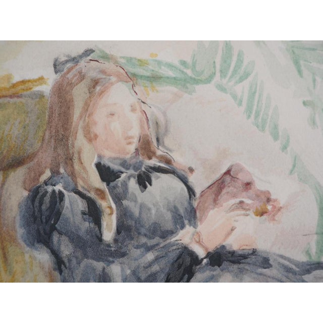 After Berthe Morisot, Young Woman on a Sofa, 1946, Signed Lithograph For Sale - Image 4 of 6
