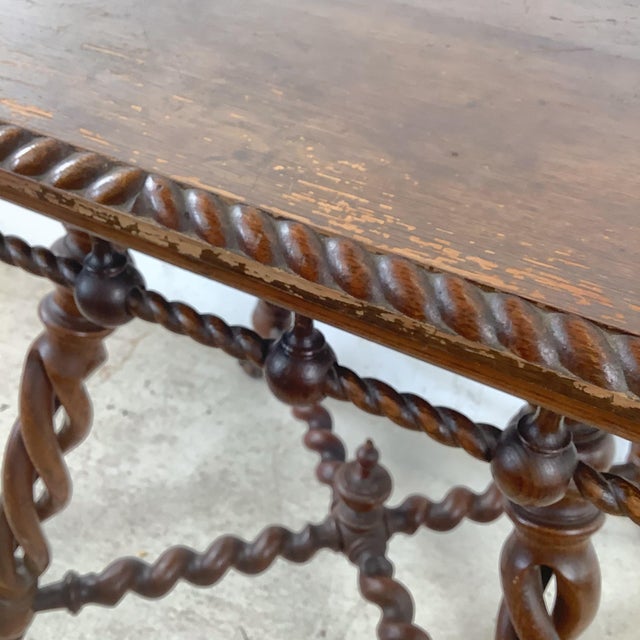 Antique Wooden Accent Table With Ball-and-Claw Feet For Sale - Image 16 of 18