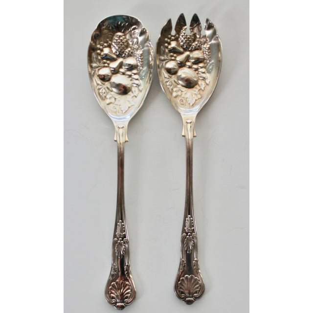 Sheffield Silverplate Repousse Salad Set In Kings Pattern A Pair Chairish