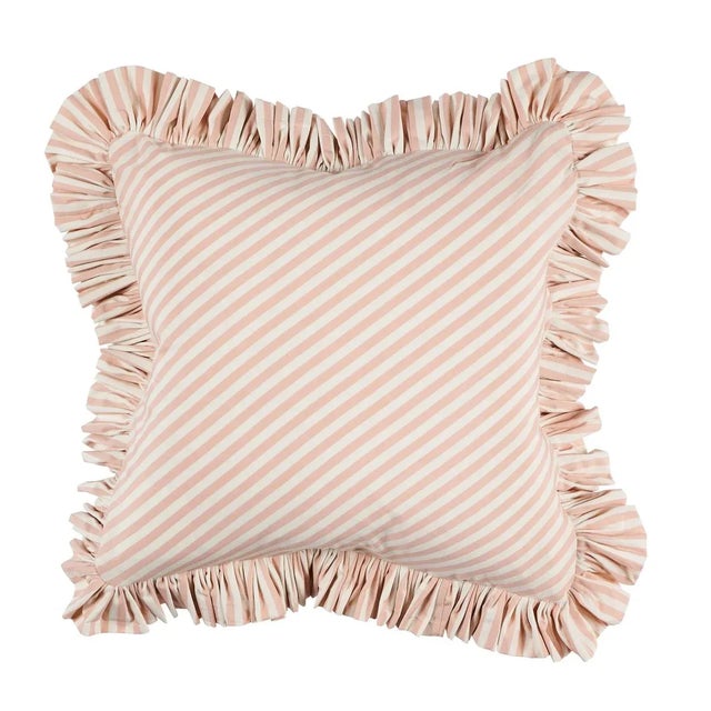 Contemporary Schumacher Brigitte Stripe 18" Pillow in Blush For Sale - Image 3 of 3