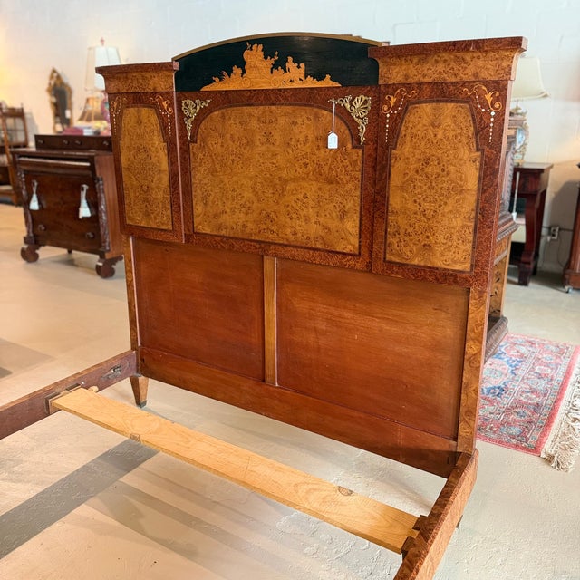 Art Deco Antique 1920s Burled Walnut Full-Size Bed For Sale - Image 3 of 6