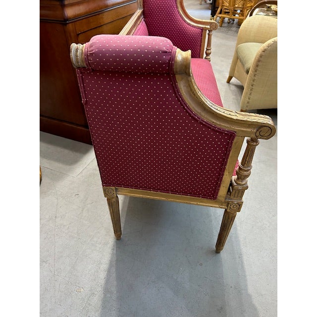 Late 20th Century Louis XVI Style Gold Gilt Bench Settee For Sale - Image 9 of 11