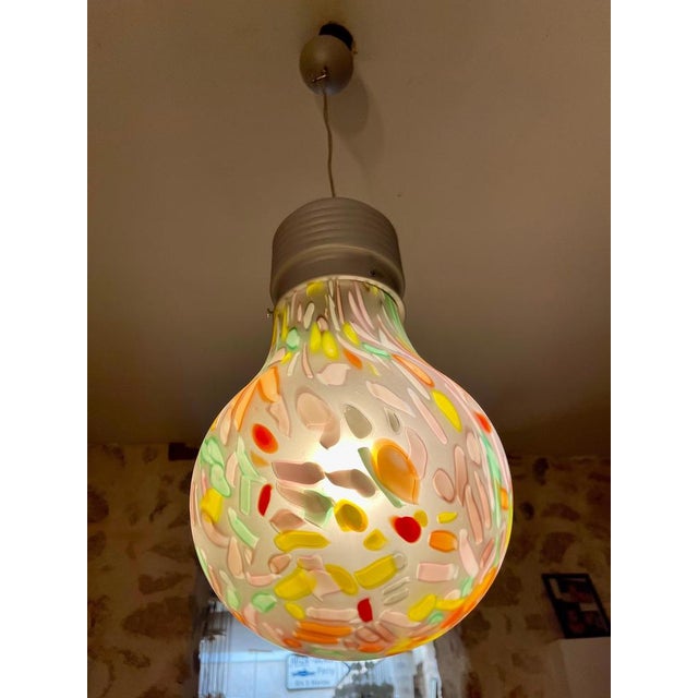 Italian Hand-Blown Light Bulb-Shaped Ceiling Lamp from Due P, 1980s For Sale - Image 4 of 7