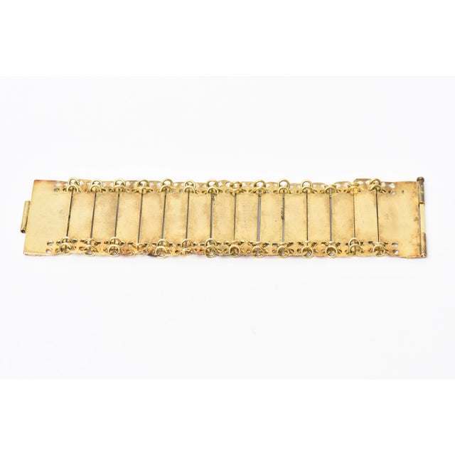 Vintage Grecian Gold Plated Cuff Bracelet With Red and Black Enamel, 1950's For Sale - Image 9 of 10