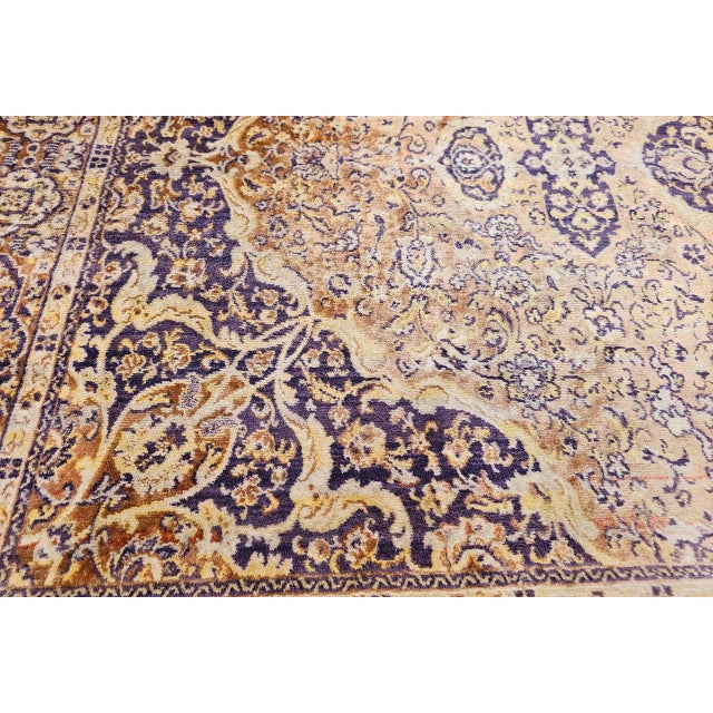 Vintage Turkish Silk Area Rug, Floral Medallion, Mid-20th Century, 4' x 6' For Sale - Image 16 of 18