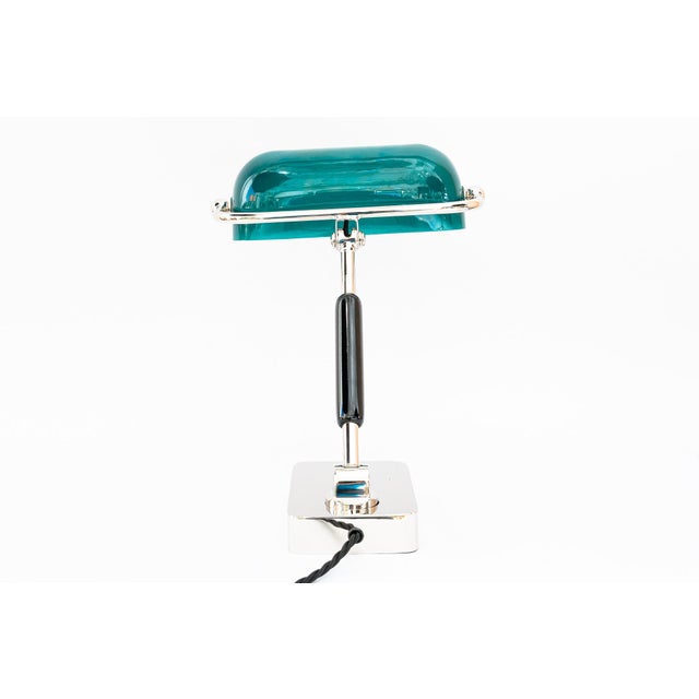 Metal Art Deco Bauhaus Nickel Table Lamp with Glass Shade, Germany, 1920s For Sale - Image 7 of 18