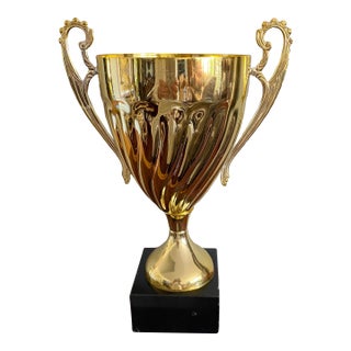 Vintage Brass Trophy Urn on Base For Sale